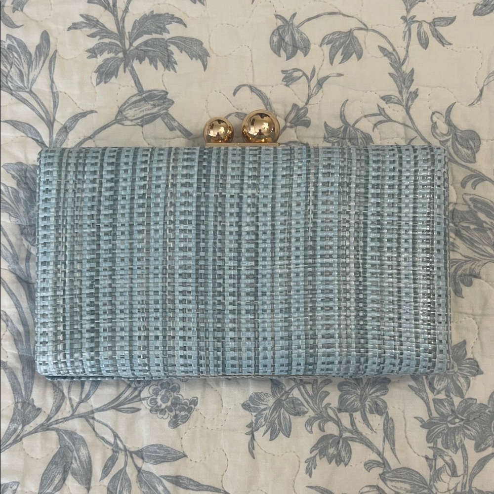 Tommy Bahama Chic Blue Floral Clutch with Gold Accents - Picture 3 of 6